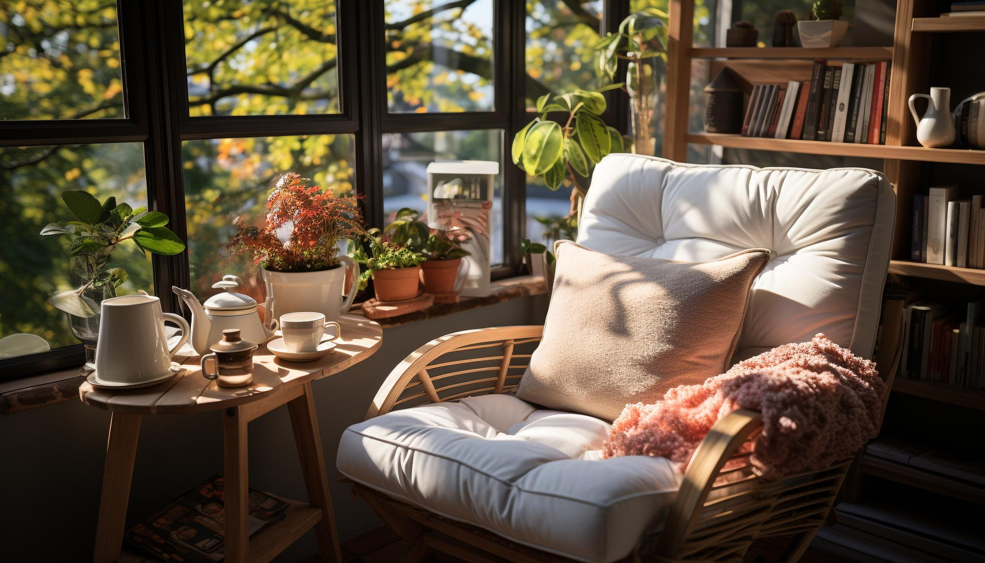 chair and tea